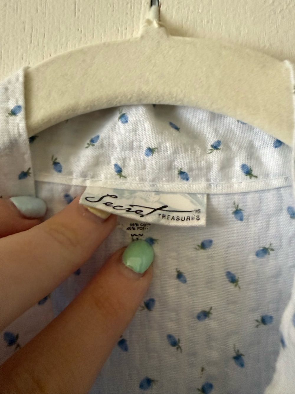 Vintage Cottagecore Robe Light Blue Floral Cotton Blend Floral Blueberries - Picture 10 of 15